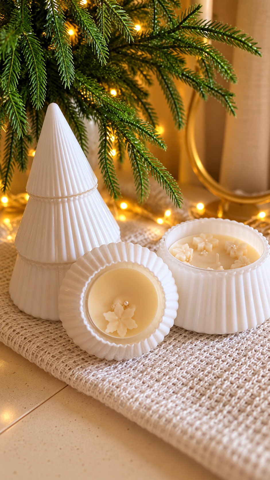 Pino de Cristal Nevado 2 Velas en 1
