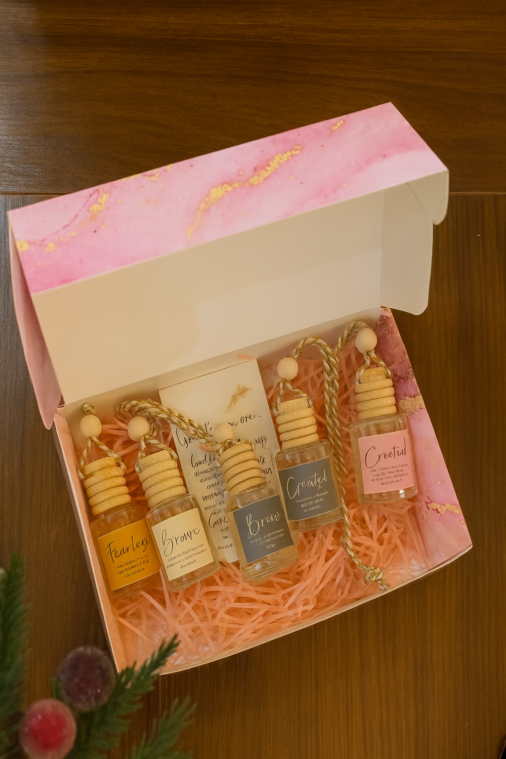 Gift Box de Difusores de Auto con mensajes para acompañarte