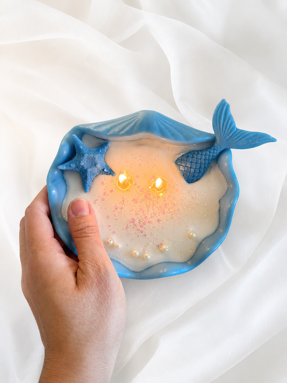 Vela decorativa Sirena Azul